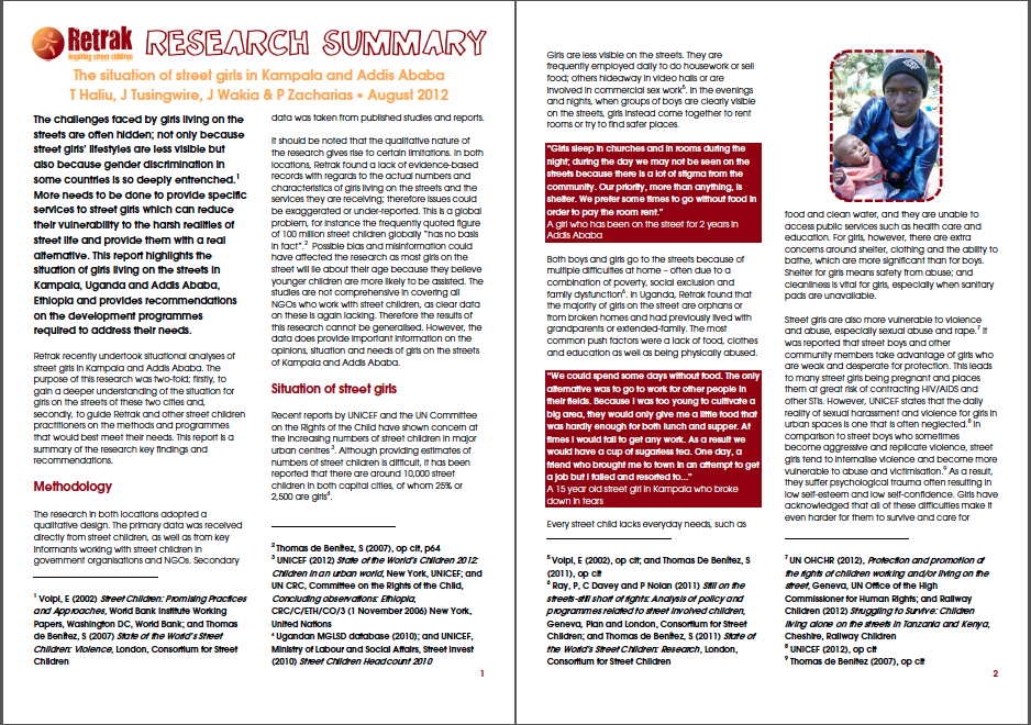 Publicatie: The Situation of Street Girls in Kampala and Addis Ababa