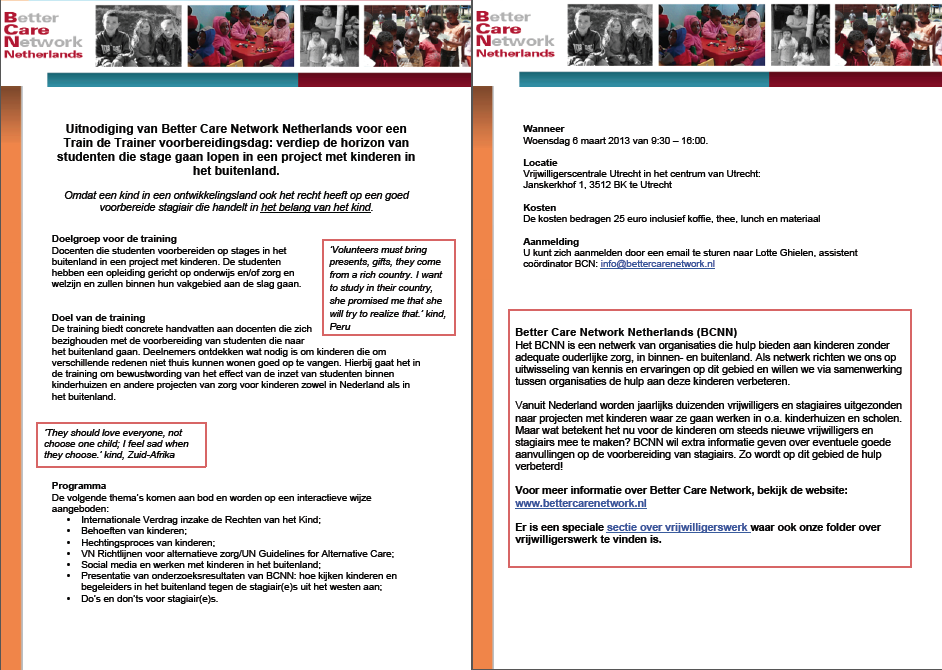 BCN event 6 maart: Train de Trainer - voor docenten die studenten voorbereiden op stage met kinderen