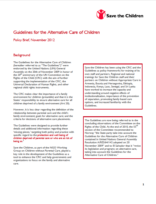 Meer nieuws over de richtlijnen voor alternatieve zorg voor kinderen