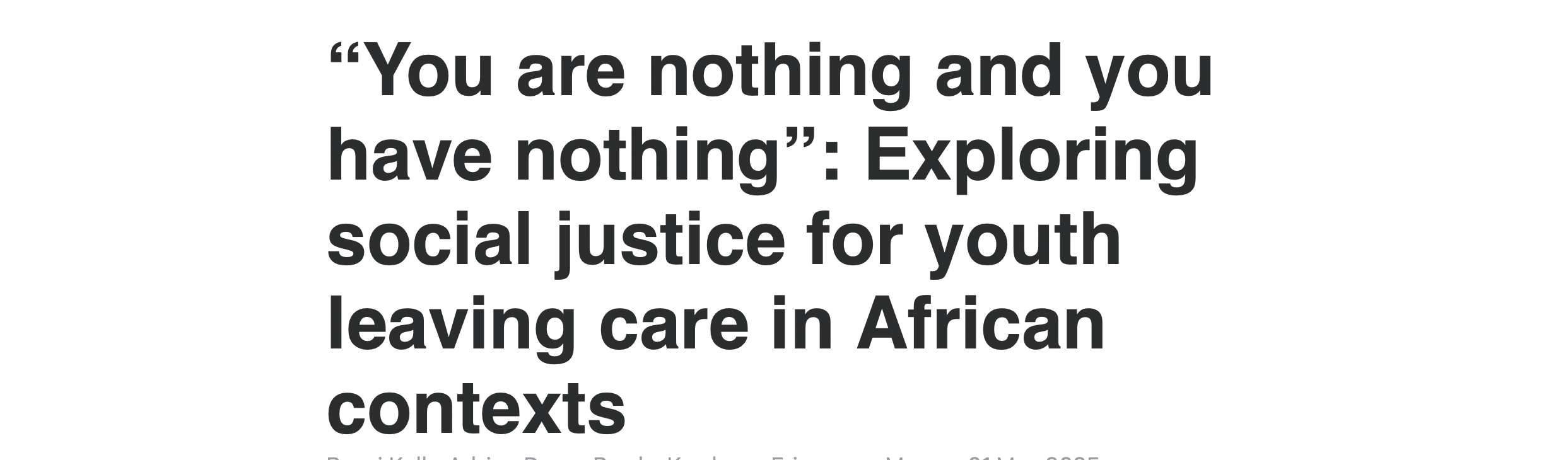 Artikel over uitdagingen van zorgverlaters in vier Afrikaanse landen