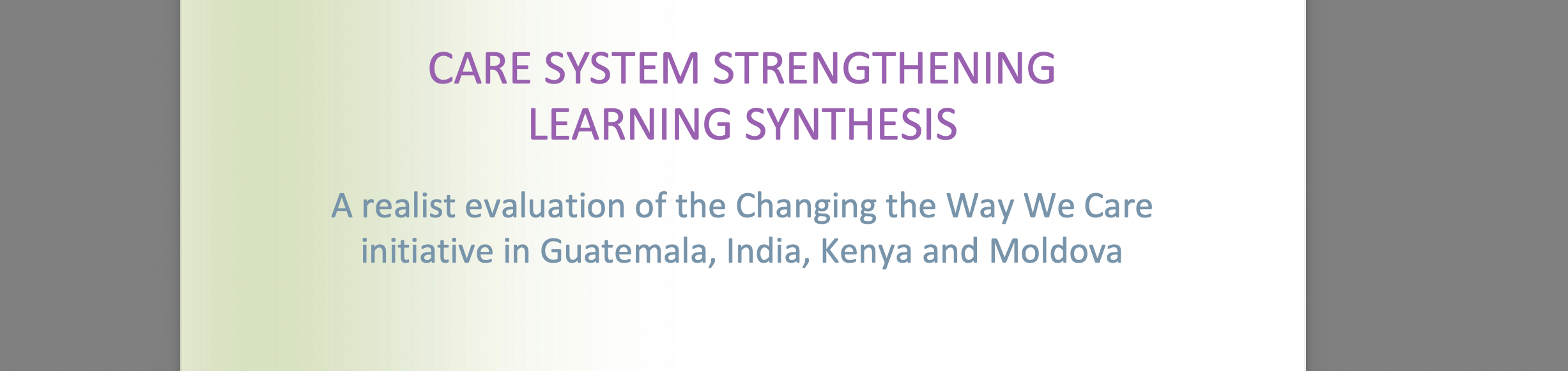 Evaluatierapport zorghervorming in Guatemala, India, Kenia en Moldavië